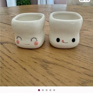 Cute White Ceramic Face Planters